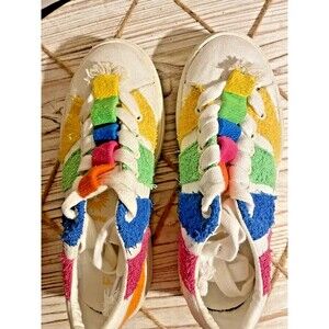 Farm Rio Vegan Women's Rainbow Crochet Terry Platform Sneaker Size 6.5